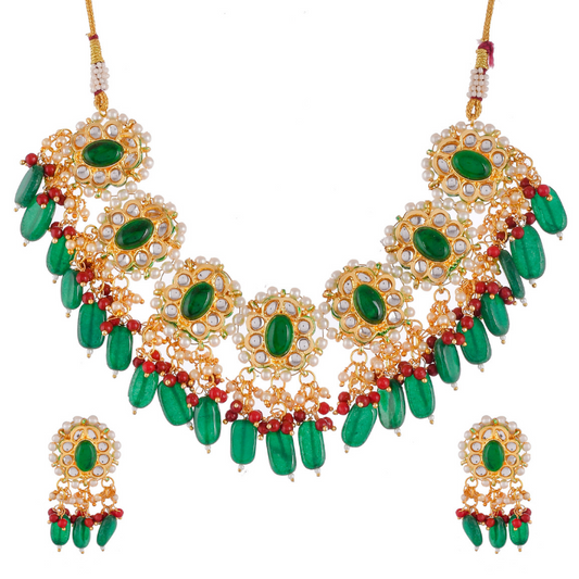 Gold Plated Green Kundan Bridal Choker