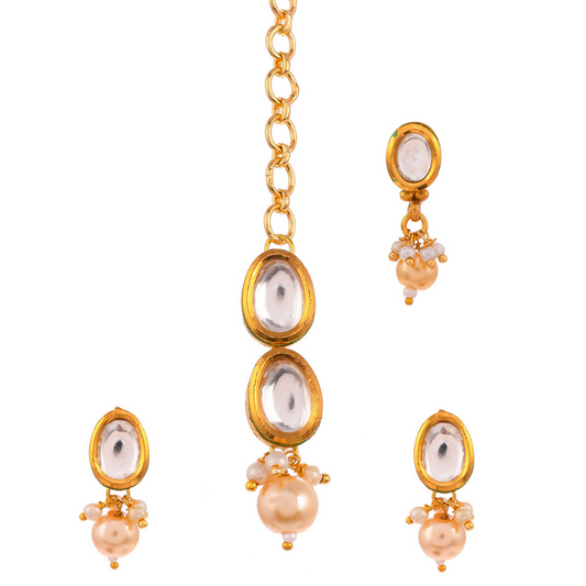 Shoshaa Gold-Plated Kundan Drop Earrings