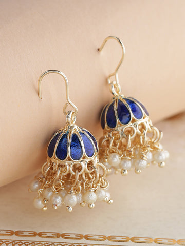 Gold-plated Blue Small Jhumkas