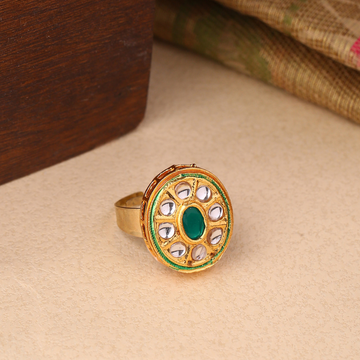 Gold-Plated Green Kundan studded Cocktail Rings