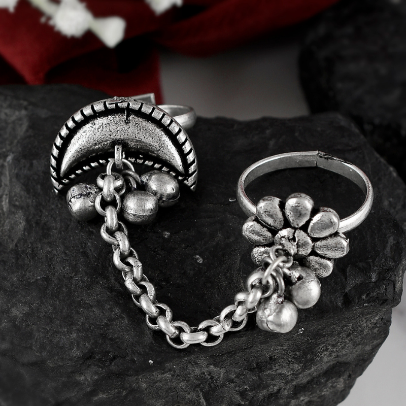 Silver-Plated Oxidised Dual Rings