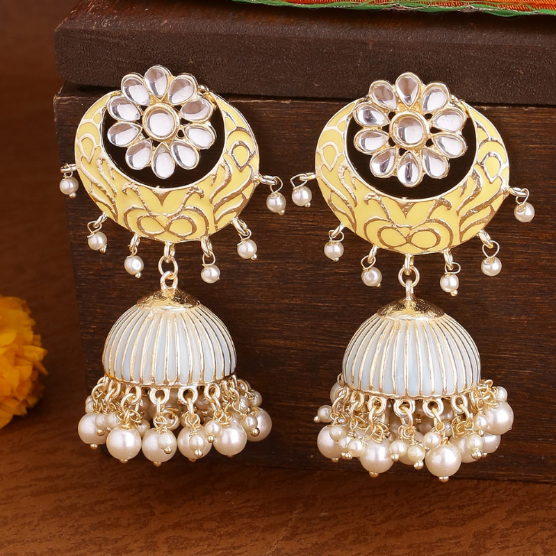 Gold-Toned Yellow Jhumkas