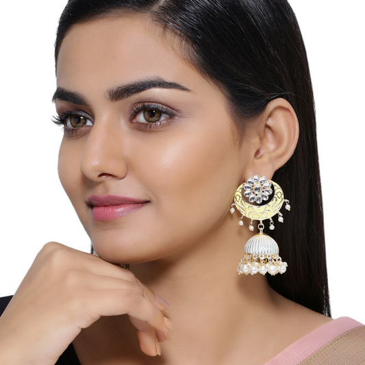 Gold-Toned Yellow Jhumkas