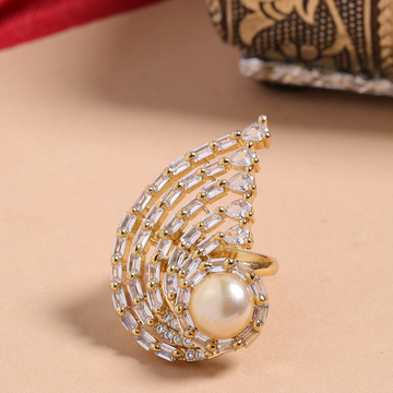 Gold-Plated AD & Pearl Studded Cocktail Rings