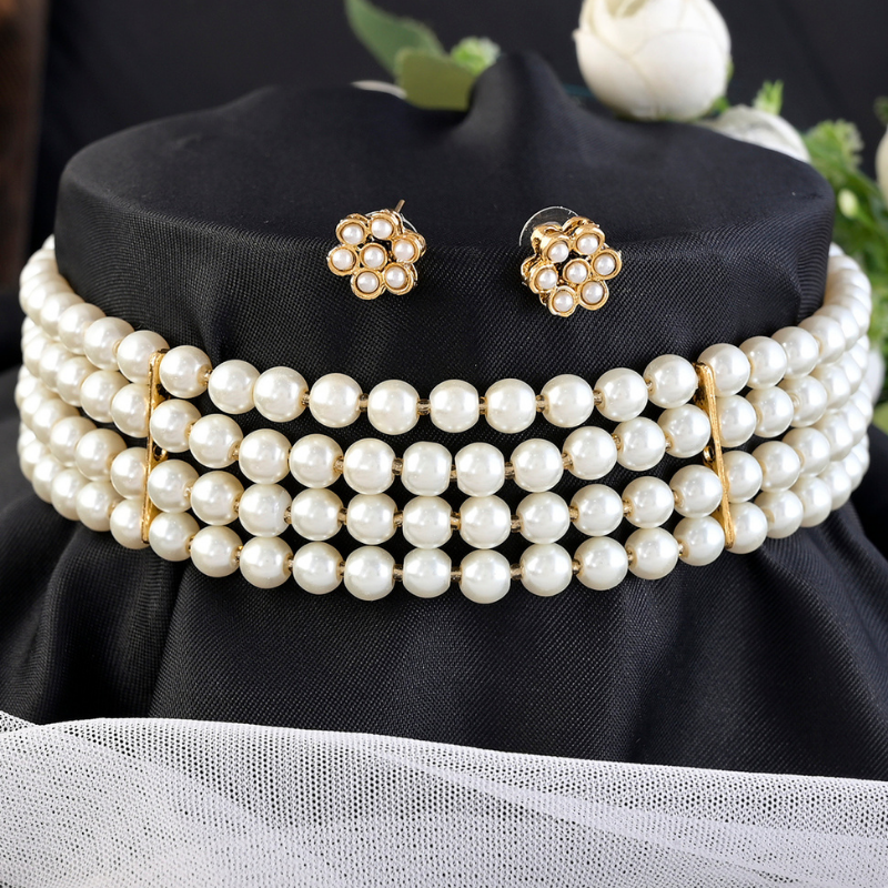 Gold-Plated Pearl Beaded Choker