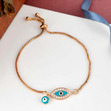 Gold-Plated Evil Eye Turquoise Blue Bracelet