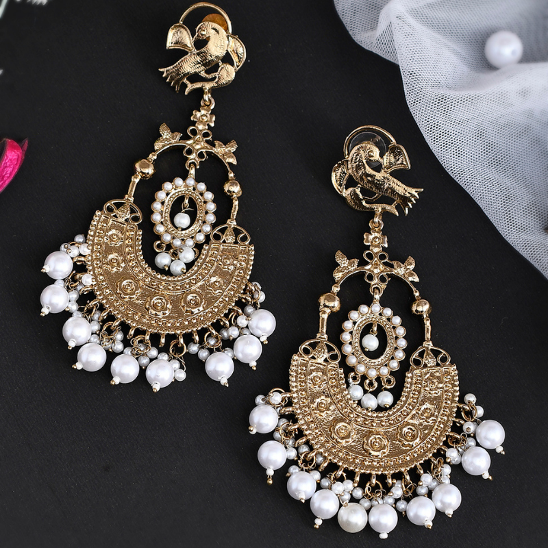 Gold-Plated Pearl Drop Earrings