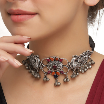 Silver-plated Oxidised Trending Choker