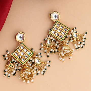 Gold-plated Kundan Jhumki Drop Earrings