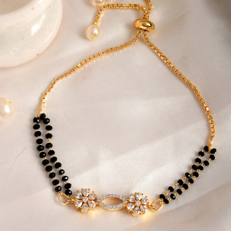 Gold-Plated Diamond Studded  Mangalsutra Bracelet