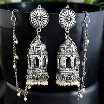 Silver-Plated Oxidised Unique Stylish Jhumkas