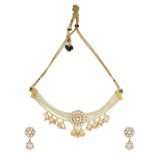 Gold-Plated Pearl beaded Kundan Studded Choker