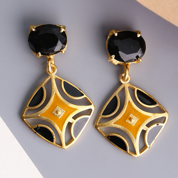 Black Contemporary Drop Earrings