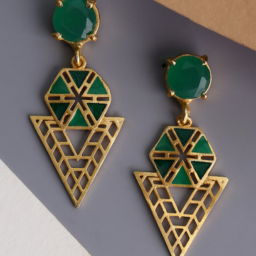 Green Contemporary Drop Earrings