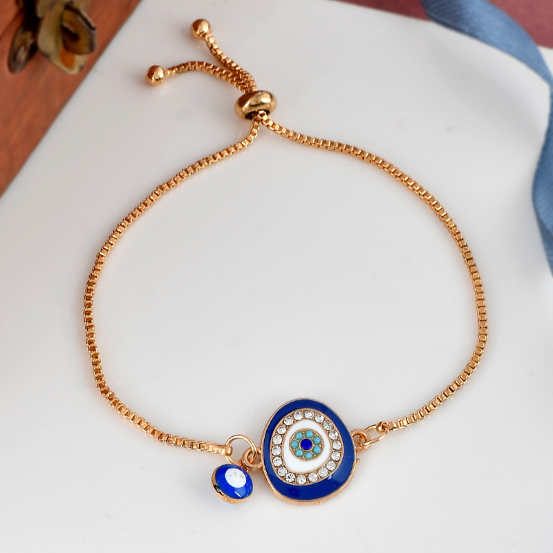 Gold-Plated Evil Eye Blue Bracelet