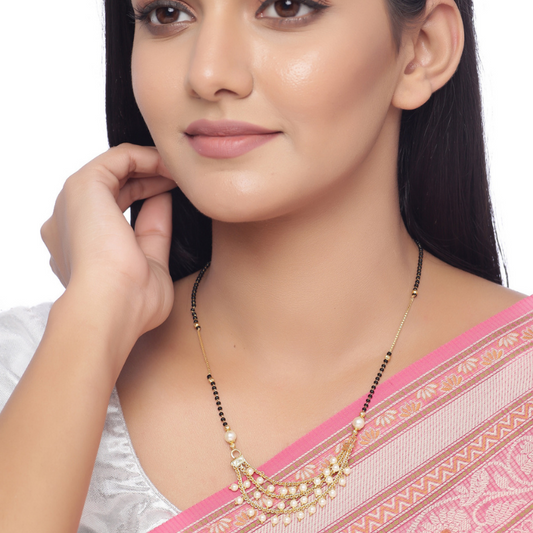 Gold-Plated Pearl Beaded Mangalsutra
