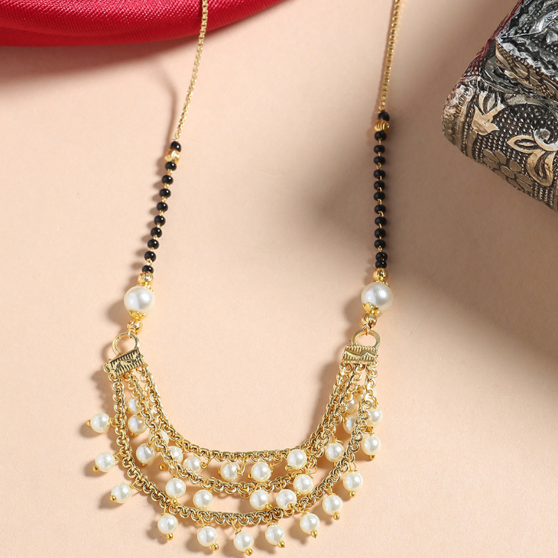 Gold-Plated Pearl Beaded Mangalsutra