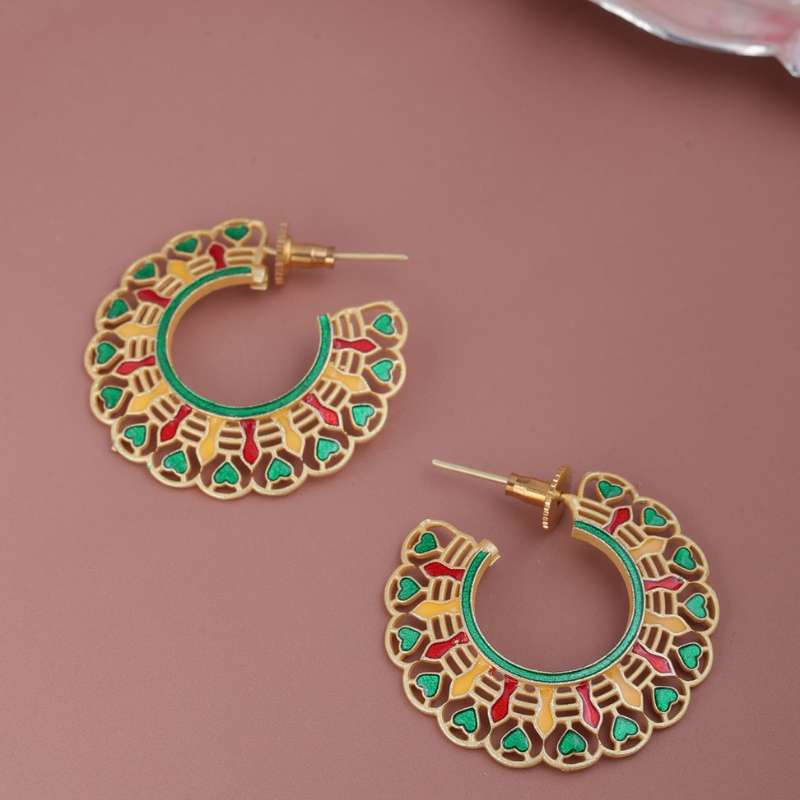 Green Gold-Plated Contemporary Hoops