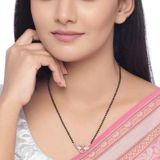 Gold-Plated AD Studded Heart shaped Mangalsutra