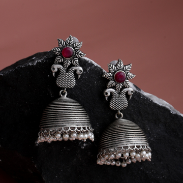 Silver-Plated Oxidised Jhumkas