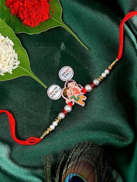 Shoshaa Funky Slogan Brother Image Kids Bhai Rakhi with Roli Chawal