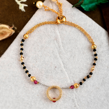 Gold-Plated AD Charm Mangalsutra Bracelet