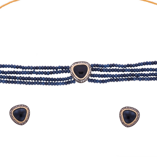 Blue Gold-Plated  Ethnic Choker