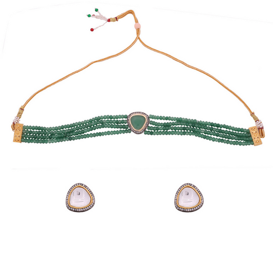 Green Gold-Plated  Ethnic Choker