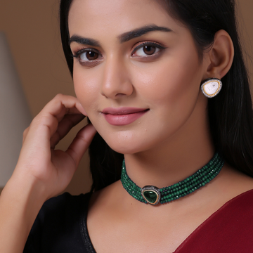 Green Gold-Plated  Ethnic Choker