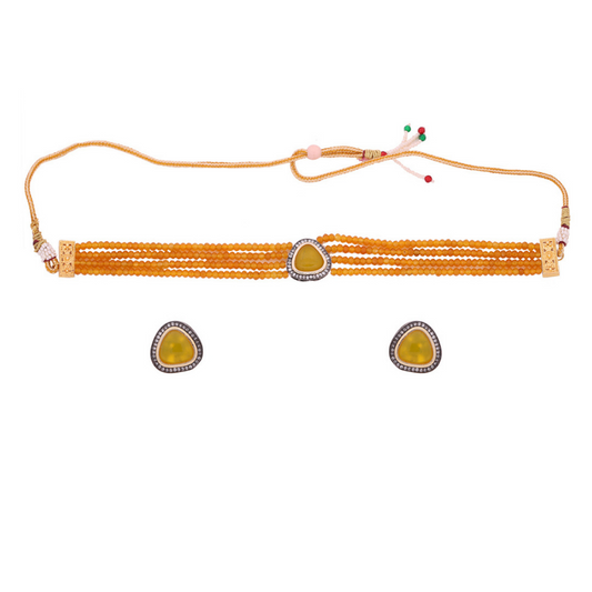 Mustard yellow Gold-Plated  Ethnic Choker