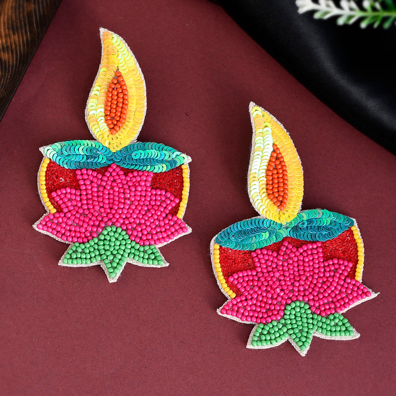 Diya Funky Fabric Drop Earrings