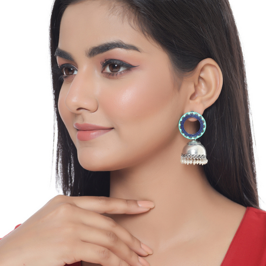 Silver Plated Dome Shaped Jhumkas