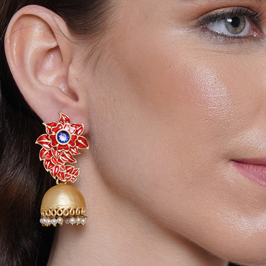 Gold-Toned  Red  Jhumkas