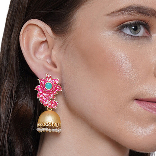 Gold-Toned Pink  Jhumkas