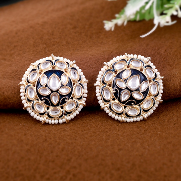 Gold-Plated Blue Kundan Studs