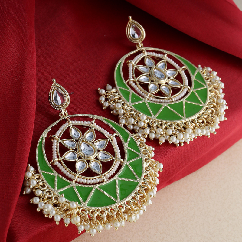 Gold-Plated  Green Chandbali