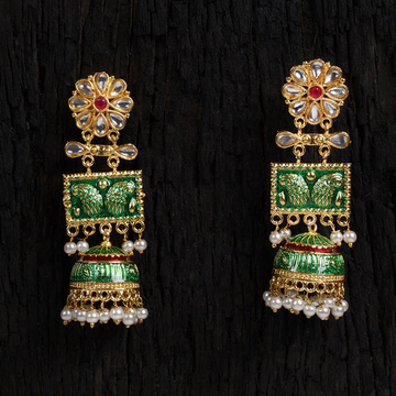 Green Gold-Plated Jhumkas