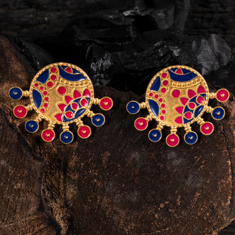 Red Blue Circular Studs