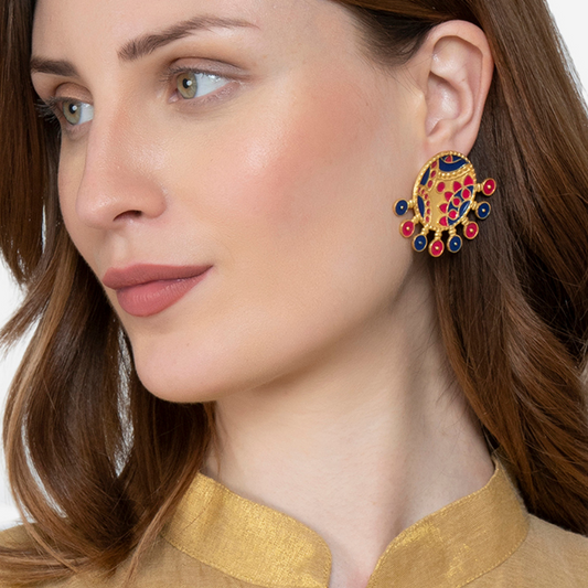 Red Blue Circular Studs