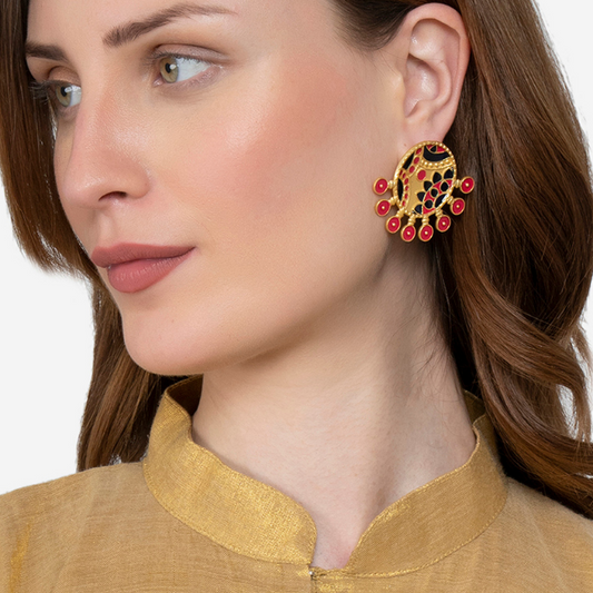 Pink Blue Circular Studs