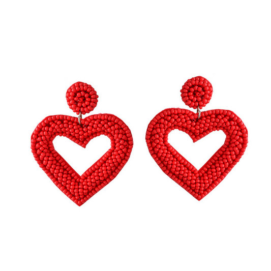 Red Heart Funky Fabric Drop Earrings