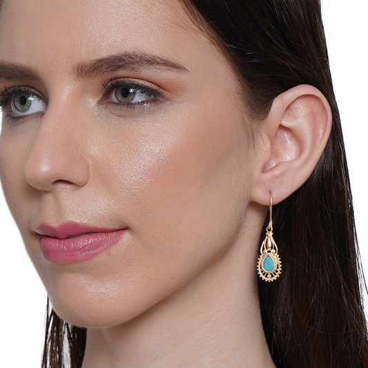 Blue Gold-Plated Drop Earrings