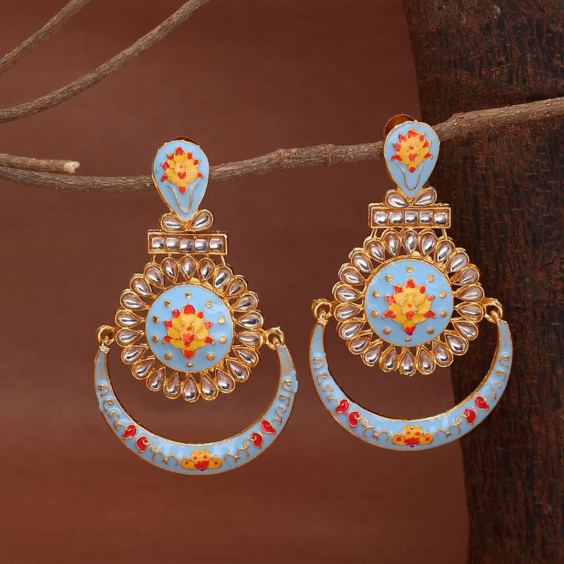 Turquoise Blue Gold-Plated Classic Drop Earrings