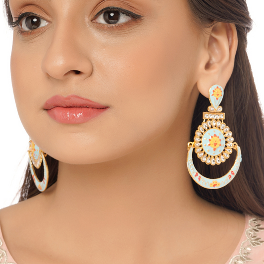 Turquoise Blue Gold-Plated Classic Drop Earrings