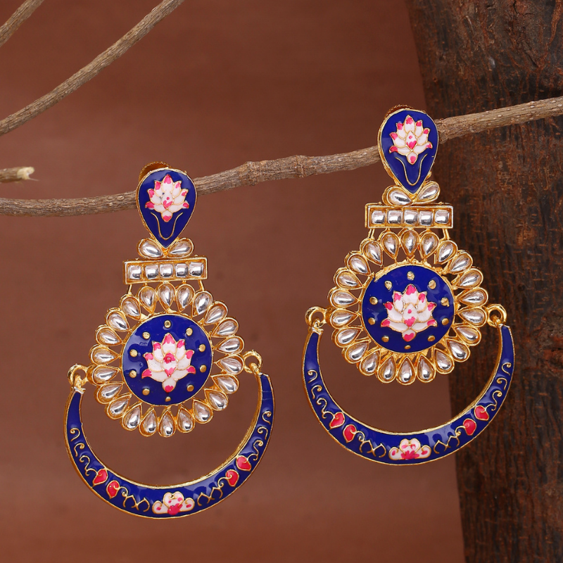 Blue Gold-Plated Classic Drop Earrings