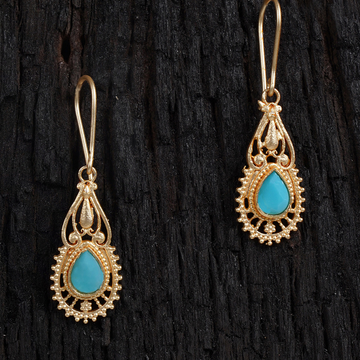 Blue Gold-Plated Drop Earrings