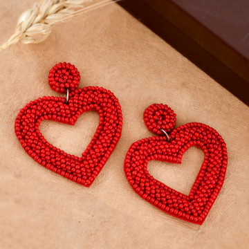 Red Heart Funky Fabric Drop Earrings