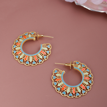 Blue Gold-Plated Contemporary Hoops