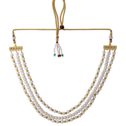 Gold-Plated Pearl Layered Short Necklace