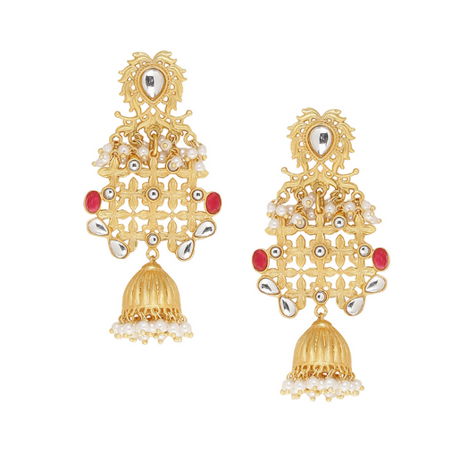 Gold-Plated jhumki Drop Earrings